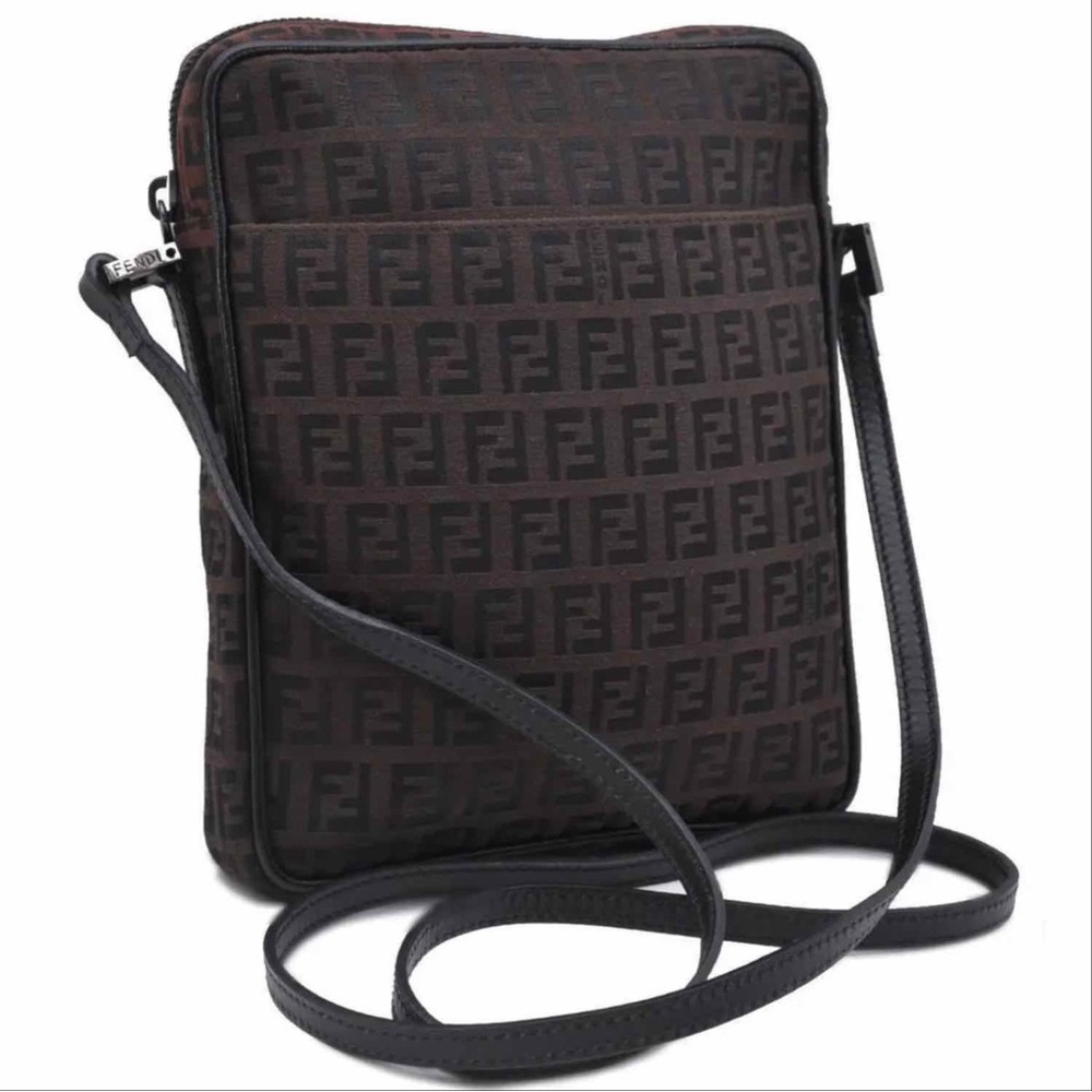 FENDI ZUCCHINO LOGO CANVAS CROSSBODY BAG